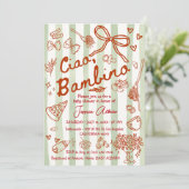 Invitation Vert Rouge Ciao Bambino Italien (Debout devant)