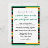 Invitation Vert, Rouge foncé, Rayures en tissu Kente Jaune (Devant)