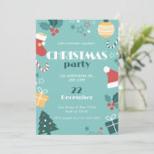 Invitation Vert rouge jaune mignon Simple fête de Noël (Debout devant)