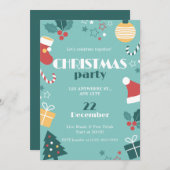 Invitation Vert rouge jaune mignon Simple fête de Noël (Devant / Derrière)