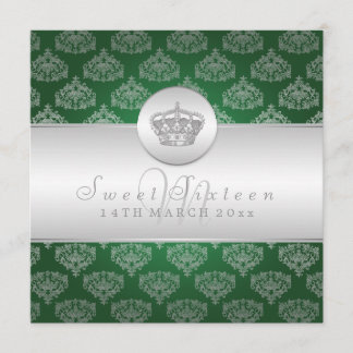 Invitation Vert royal de la couronne 2 de partie de sweet