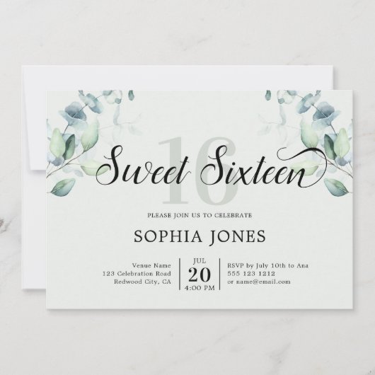 Invitation Vert Rustique Doux 16 Sage Vert (Devant)