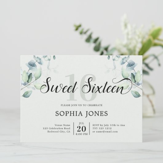 Invitation Vert Rustique Doux 16 Sage Vert (Debout devant)