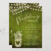 Invitation Vert Rustique Mason Jar Mariage DIGITAL Imprimer (Devant / Derrière)