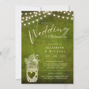 Invitation Vert Rustique Mason Jar Mariage DIGITAL Imprimer