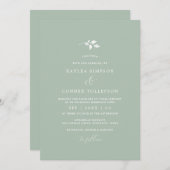 Invitation Vert Sage clair Mariage Simple Élégant Classique (Devant / Derrière)