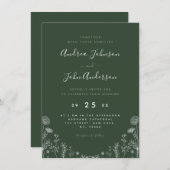 Invitation Vert sage | Fleur sauvage Levée de feuille botaniq (Devant / Derrière)