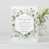 Invitation Vert sage mariage flore sereine (Debout devant)