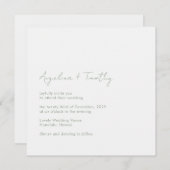 Invitation Vert Sage Minimal Moderne Mariage élégant (Devant / Derrière)