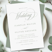 Invitation Vert Sage moderne Blanc Simple Minimal Mariage