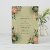 Invitation Vert sage Poétique Botanique Mariage (Debout devant)