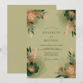Invitation Vert sage Poétique Botanique Mariage (Devant / Derrière)