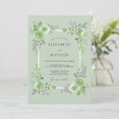 Invitation Vert sage rafraîchissant mariage botanique (Debout devant)