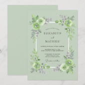 Invitation Vert sage rafraîchissant mariage botanique (Devant / Derrière)