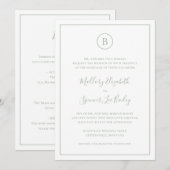 Invitation Vert Sage Traditionnel Élégant Tout En Un Mariage (Devant / Derrière)