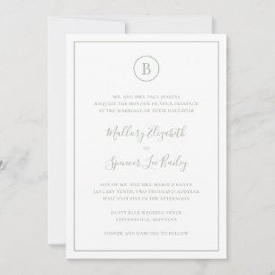 Invitation Vert Sage Traditionnel Élégant Tout En Un Mariage