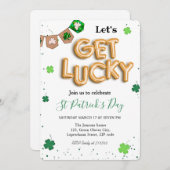 Invitation Vert Saint-Patrick Fête chanceuse Shamrock (Devant / Derrière)