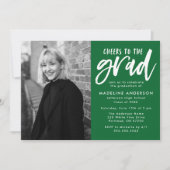 Invitation Vert | Salutations à la Grad Script Grad Graduatio (Devant)