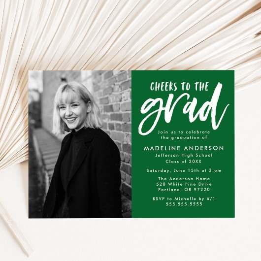 Invitation Vert | Salutations à la Grad Script Grad Graduatio