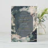 Invitation Vert sarcelle Crème Aquarelle Or Céleste Mariage (Debout devant)