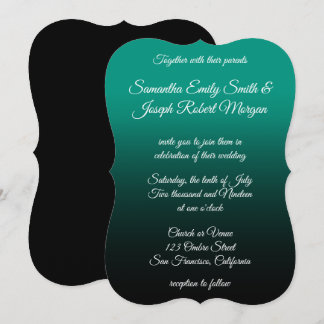 Invitation Vert sarcelle noir ombré Élégante calligraphie mar