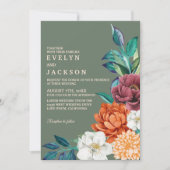 Invitation Vert sauge automne Terracotta Floral Mariage (Devant)