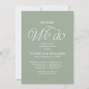 Invitation Vert sauge Avant de faire le dîner de répétition d