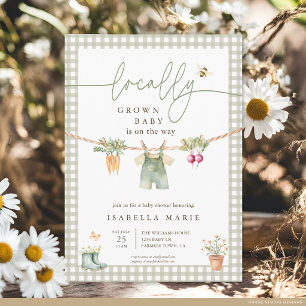 Invitation Vert Sauge Baby Shower Local et Éthique