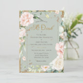 Invitation Vert sauge baiser aquarelle mariage floral (Debout devant)