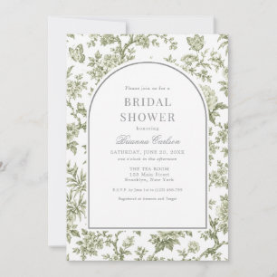 Invitation Vert sauge blanc chinoiserie floral fête de mariag