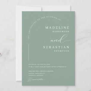 Invitation Vert Sauge Bohème Moderne Arche Photo Mariage