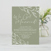 Invitation Vert sauge Boho Fleur Mariage Juste Marié (Debout devant)