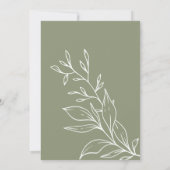 Invitation Vert sauge Boho Fleur Mariage Juste Marié (Dos)