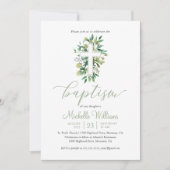Invitation Vert sauge calligraphie baptême (Devant)