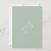 Invitation Vert Sauge Clair Mariage Simple Élégant Classique (Dos)