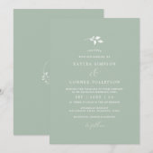 Invitation Vert Sauge Clair Mariage Simple Élégant Classique (Devant / Derrière)