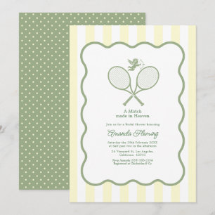 Invitation Vert Sauge & Crème Prépa Mariage Tennis