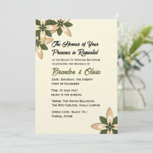 Invitation Vert sauge élégant et floral géométrique beige