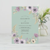 Invitation Vert sauge Élégant Floral Mariage (Debout devant)