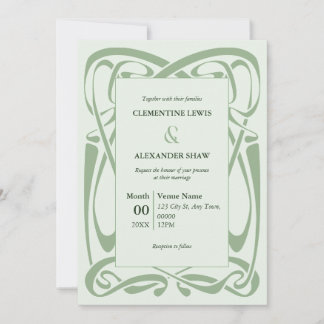 Invitation Vert sauge élégant sur ruban vintage vert menthe