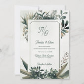 Invitation Vert sauge Élégante Botanique Verdure Mariage (Devant)