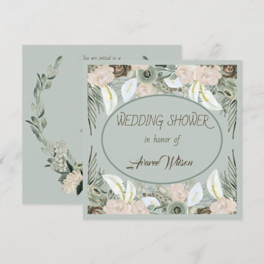 Invitation Vert sauge et douche de crème à la vanille (Devant / Derrière)