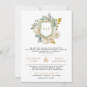 Invitation Vert sauge et ivoire Crête de code QR floral Maria (Devant)