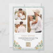 Invitation Vert sauge et ivoire Crête de code QR floral Maria (Dos)