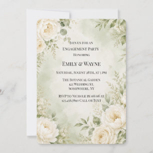 Invitation Vert sauge et ivoire pour une fête de fiançailles