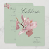 Invitation Vert Sauge Et Orchidée Rose (Devant / Derrière)
