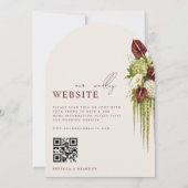 Invitation Vert sauge & Fleurs de mariage en code QR arqué (Dos)