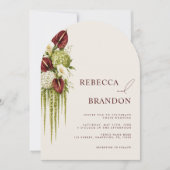 Invitation Vert sauge & Fleurs de mariage en code QR arqué (Devant)
