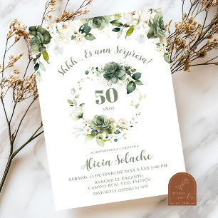 Invitation Vert sauge floral Sorpresa mexicain
