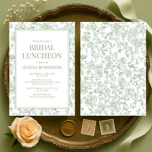 Invitation Vert sauge Floral Vintage Français Bridal Luncheon